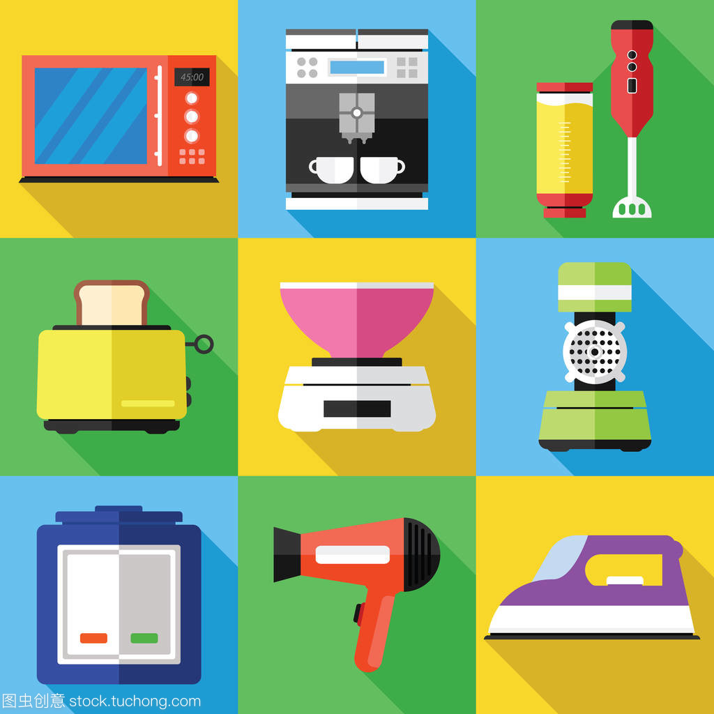 平面設計家用電器圖標集